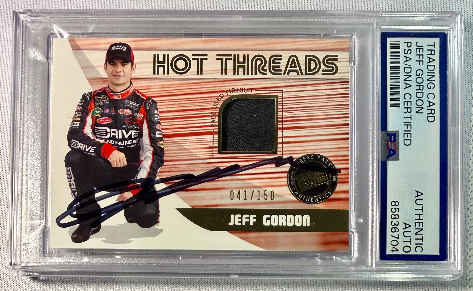 2011 Press Pass Premium Jeff Gordon Race Used Firesuit Signed Auto Card PSA DNA