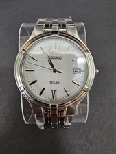 Seiko Solar V157-0AA0-R2 Silver-Tone Stainless Steel Watch 37mm