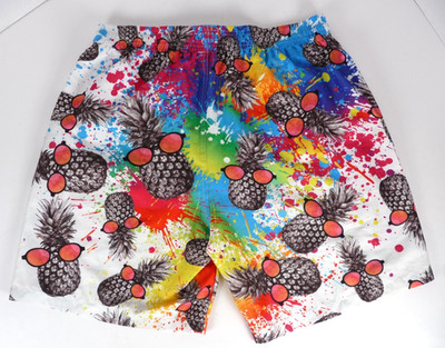 D&F Clothing Swim Trunks Mens L 3D Pineapple Sunglasses Fun Surf Beach Shorts 