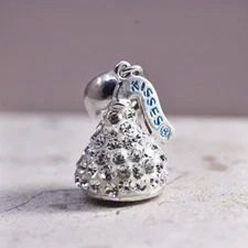 vintage Sterling silver handmade pendant, 925 kisses chocolate charm cluster cz