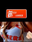 Amber Hooters Uniform Name Tag Pin Drag Queen Cross Dresser Showgirl Bartender — photo 1