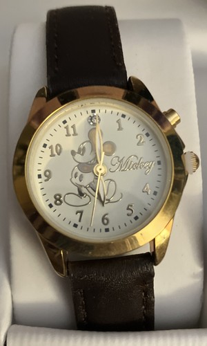 Disney Mickey Mouse Musical Watch Womens Brown Leather MZBerger & Company NEW - Picture 3 of 11