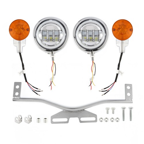 LED Chrome Driving Passing Turn Signal Lights Bar Set For Harley Dyna Motorcycle - Picture 7 of 12