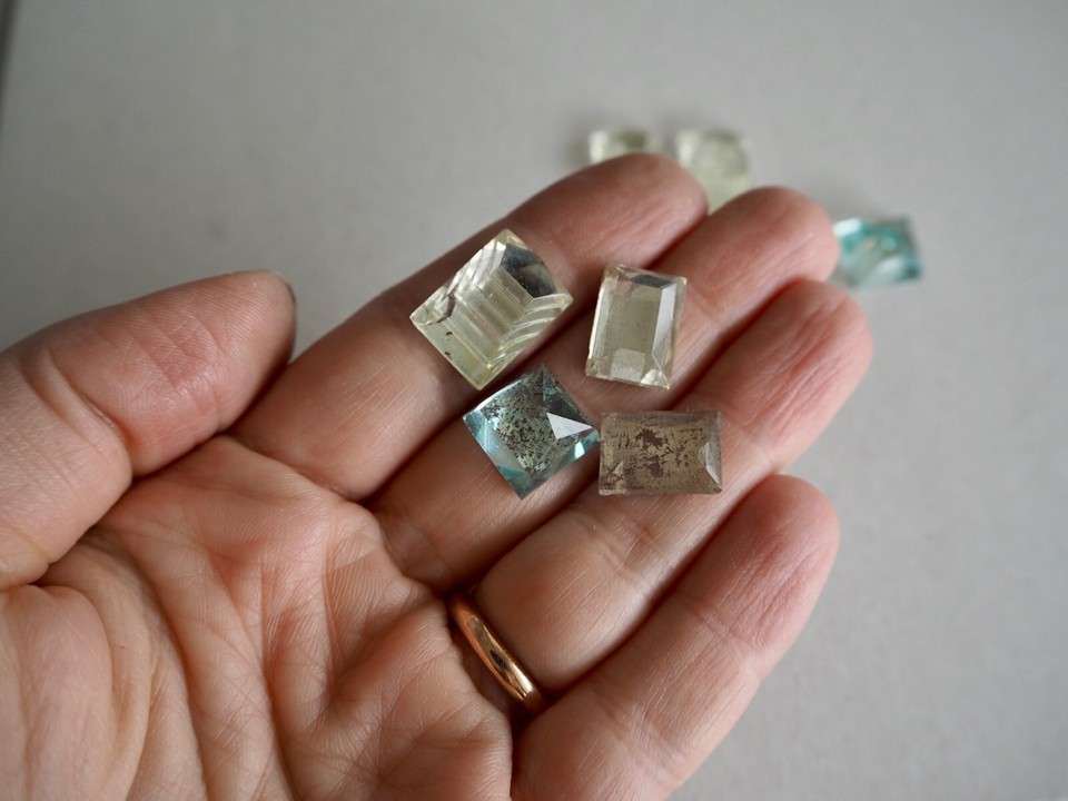 Antique Silver Mercury Glass Jewelry Supply. Vintage Mirror Glass