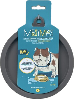 Messy Mutts Silicone Bowl Cover, (Medium) Food Storage Stackable MM042GYM