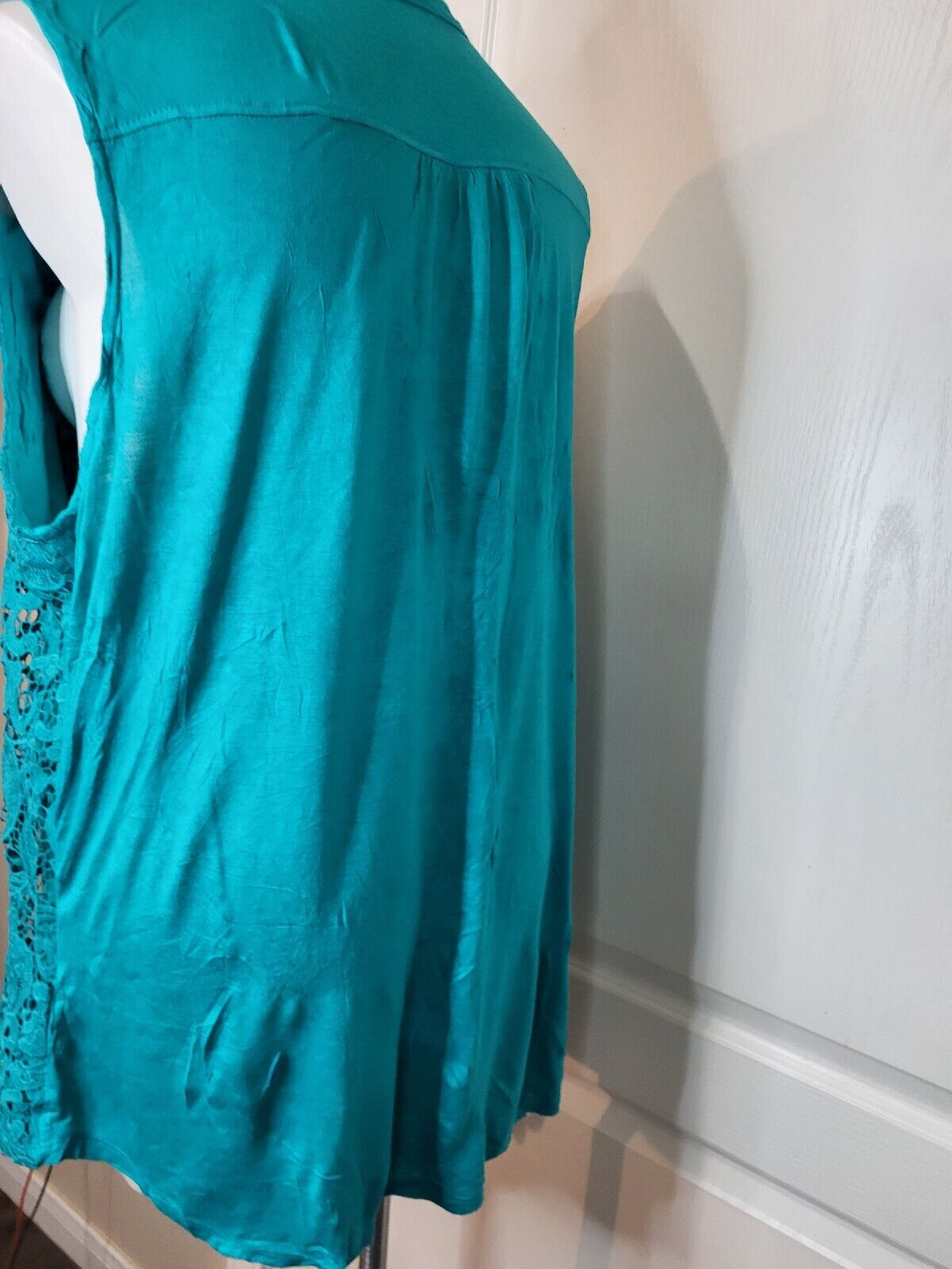 Indigo Floral Lace Turquoise Tie-Front Blouse Plu… - image 5