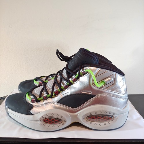 Reebok Men's Question Mid Minions Basketball Shoes Silver Black Size 9