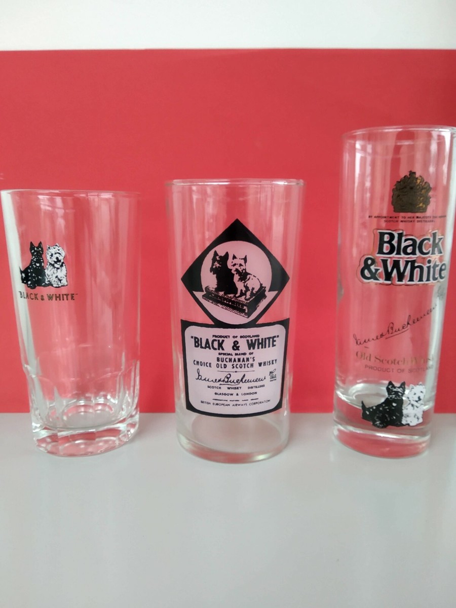 Lot de verres/verres publicitaires à whisky ScotchTerrier noir et blanc  Highba