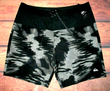 MENS QUIKSILVER BLACK CHARCOAL SWIM BOARD SHORTS SIZE 36