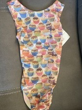 NWT Foxy  s GYMNASTICS dance LEOTARD Child Large 12 light CUPCAKES open back FOXY