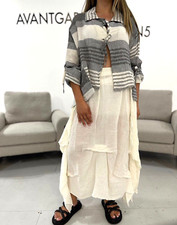 Luukaa Ecru & Grey Flax Linen Asymmetric Jacket Size Xxxl