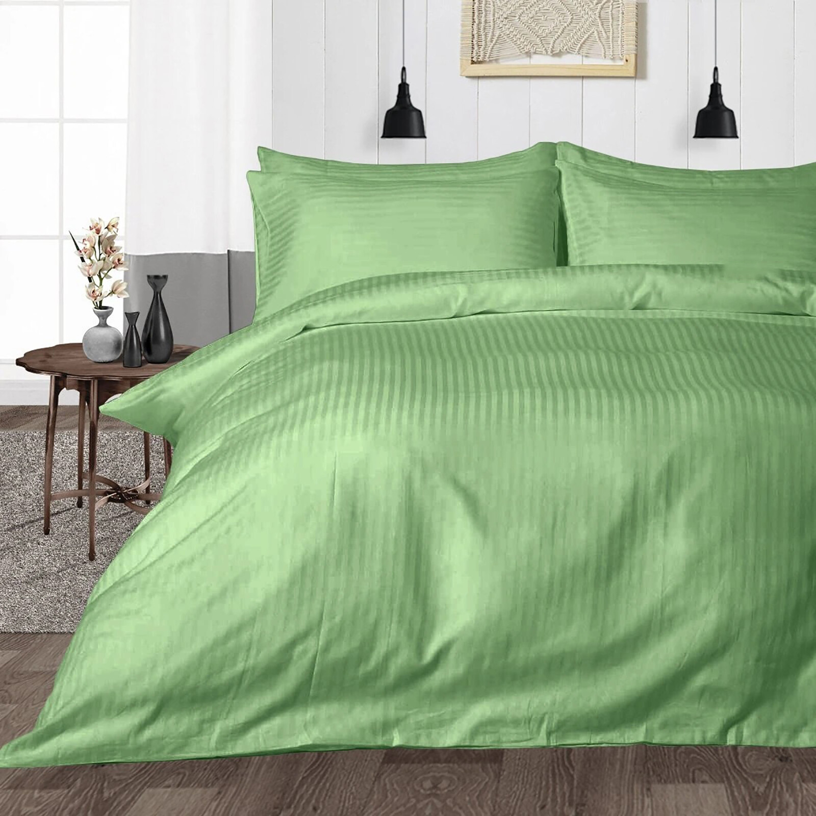 AU Choice Duvet Covers 1000/1200 TC Egyptian Cotton Moss Stripes Select