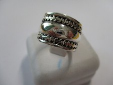 Vintage style Sterling Silver wide band ring heavy duty size 8