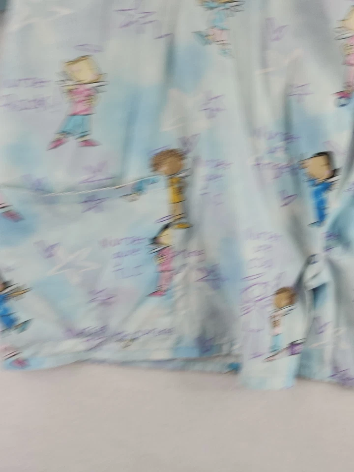 Simply Basic Nurse TLC Pattern Womens Blue Long Sleeve Scrub Top Size 3XL - Image 3 of 4