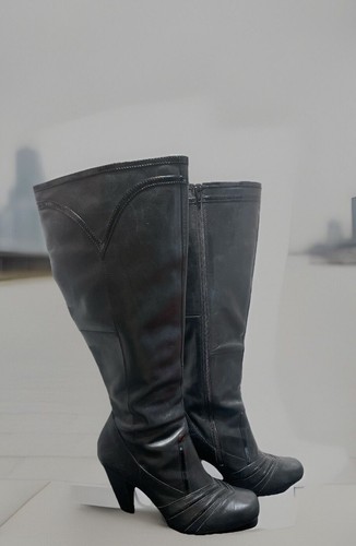 HUSH PUPPIES Black Leather Knee High Boots~HATTIE~Women’s Size 11 N