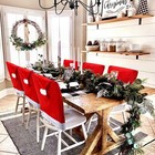 6 Pack Christmas Chair Covers Red Velvet Santa Hat Dining Chair Back Covers