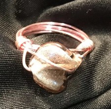 Handmade Non Tarnish Pink Wire Grey Bead Ring