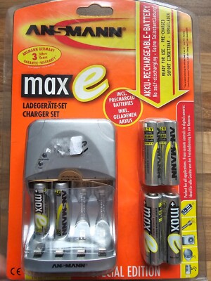 Ansmann MAX e Ladegerät Set 6 Akku - 4 x AA + 2 X AAA + Netzteil + KFZ Adapter