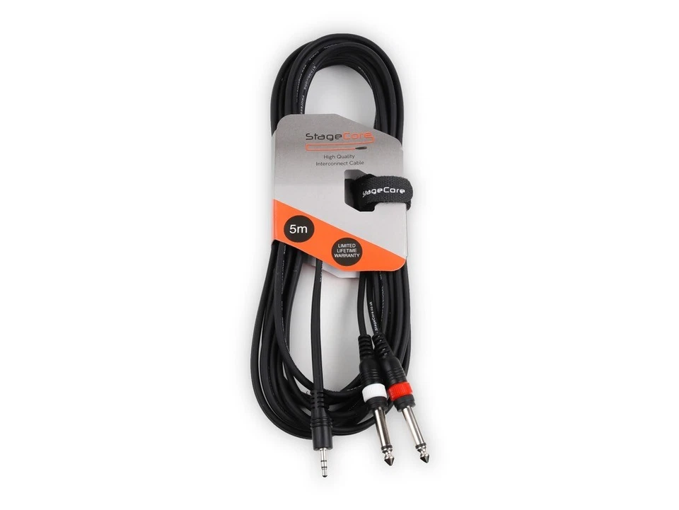 HIGH QUALITY 3.5mm Mini STEREO Jack to 2x 6.35mm 1/4" MONO Male Plugs Cable 5m