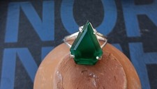 Natural Emerald Gemstone Statement Ring, 925 Sterling Silver Handcrafted Jewelry
