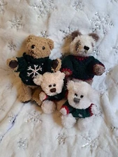 Set Lot Bundle Of 4 Hugfun Intl Teddy Bears Jointed Knitted Sweaters Plush 5,9"