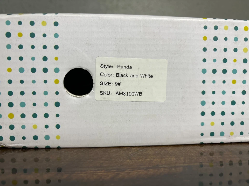 Wee Squeak Panda Zapatos Niños Bebé Talla 9 Negro Blanco Cuero Cómodo Sin Cordones NUEVO Foto 3 de 3