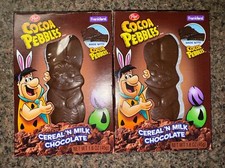 Post Cocoa Pebbles Cereal 'N Milk Chocolate Easter Bunny 1.6 OZ X2