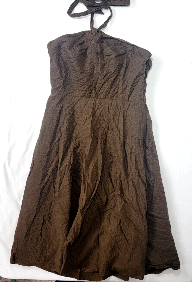 j crew brown dress NWT J.CREW Brown Floral Bias-Cut Sleeveless Slip Midi Dress Size 10