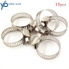 15Pcs 3/4"-1" Adjustable Stainless Steel Drive Hose Clamps Fuel Line Worm Clip