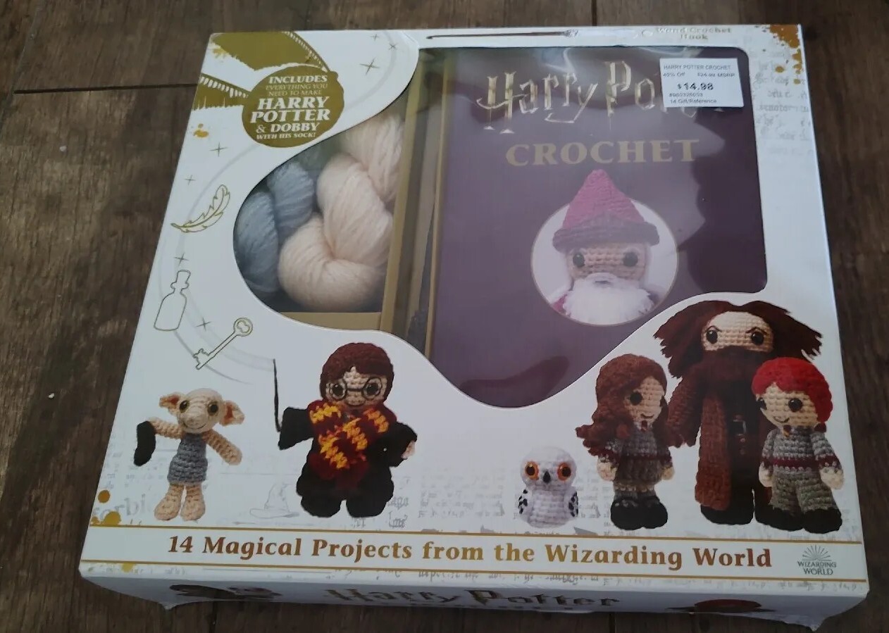 Harry Potter Crochet Kit 14 Projects Book Hedwig Dobby Wand Shaped Hook