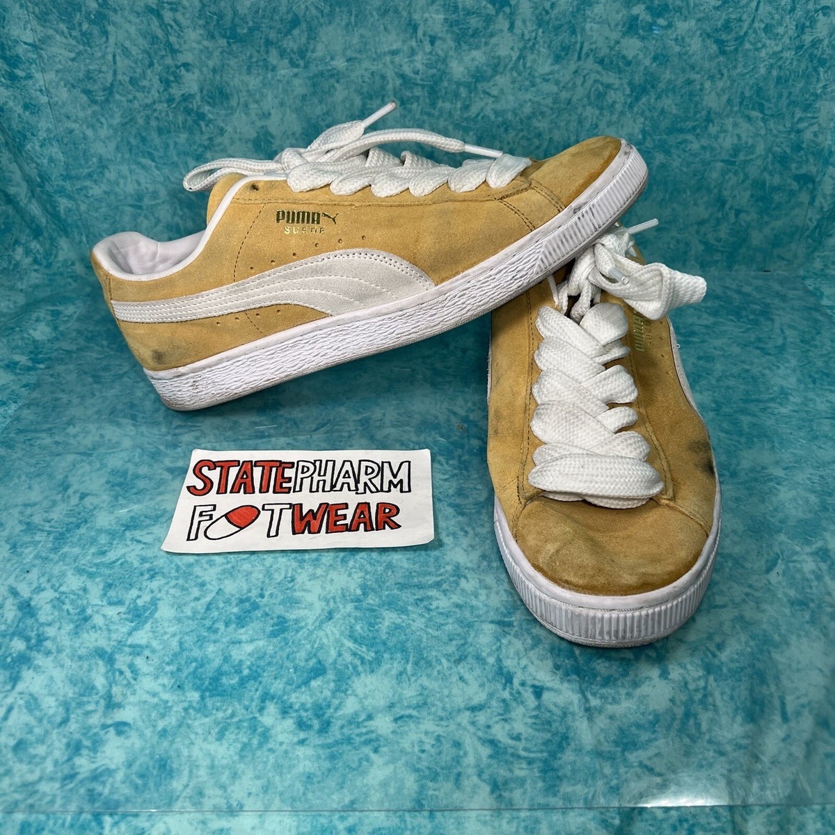 Puma Suede Classic Low Top Yellow Men's Retro Shoes Sneakers Size