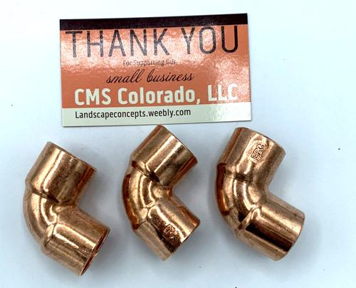 3/4 In. Copper 90 Degree Elbow (3 PACK) 3/4" CXC - Sweat 90 Degree Fitting