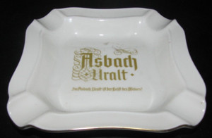  Vintage Asbach Uralt Cigar Cigarette Ashtray Heinrich Germany 5.5” Gold Rim  