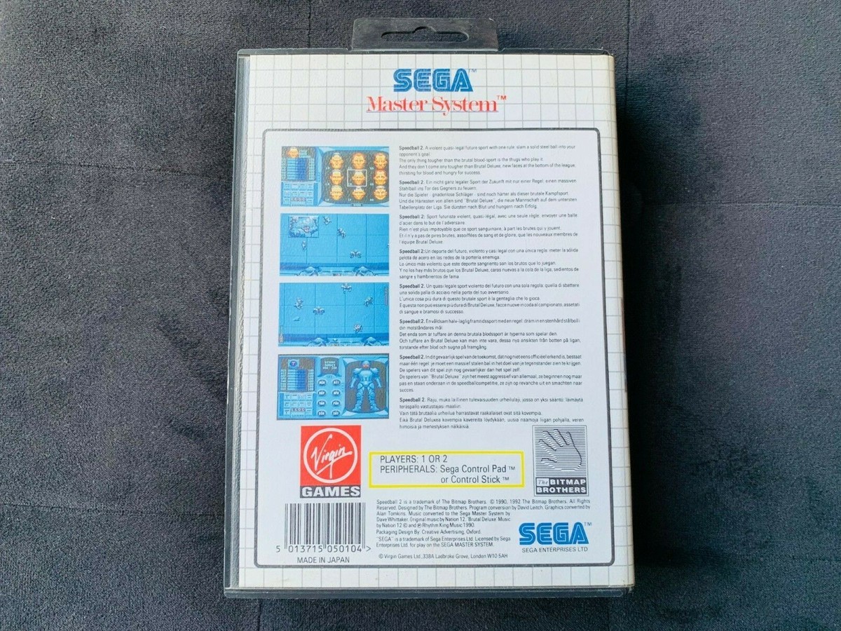 Jeu Sega Master System SPEEDBALL 2 - Complet En Très Bon état (TBE) - Collector