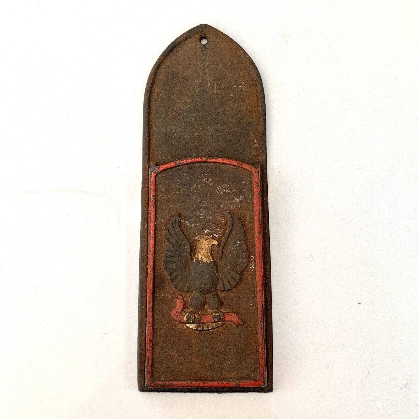 Vintage Eagle Cast Iron Match Stick Holder Fireplace Wall Mount Antique Rust