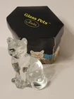 Vintage Fenton Glass Cat Clear Paperweight Figurine.  With Box.