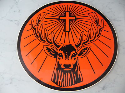 JÄGERMEISTER Aufkleber - orange/schwarz - 14cm - rund - mit Rudilogo