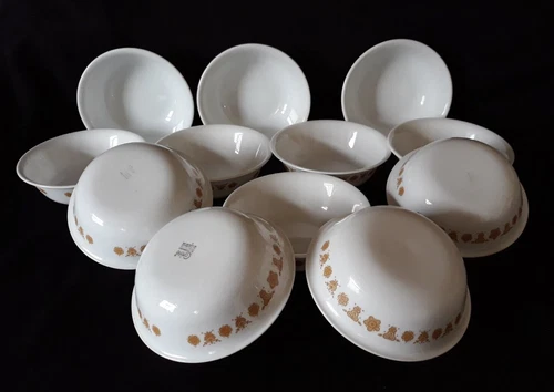 Lot of 12 Corelle Gold Butterfly Coupe Cereal Bowls 6" FREE SHIP