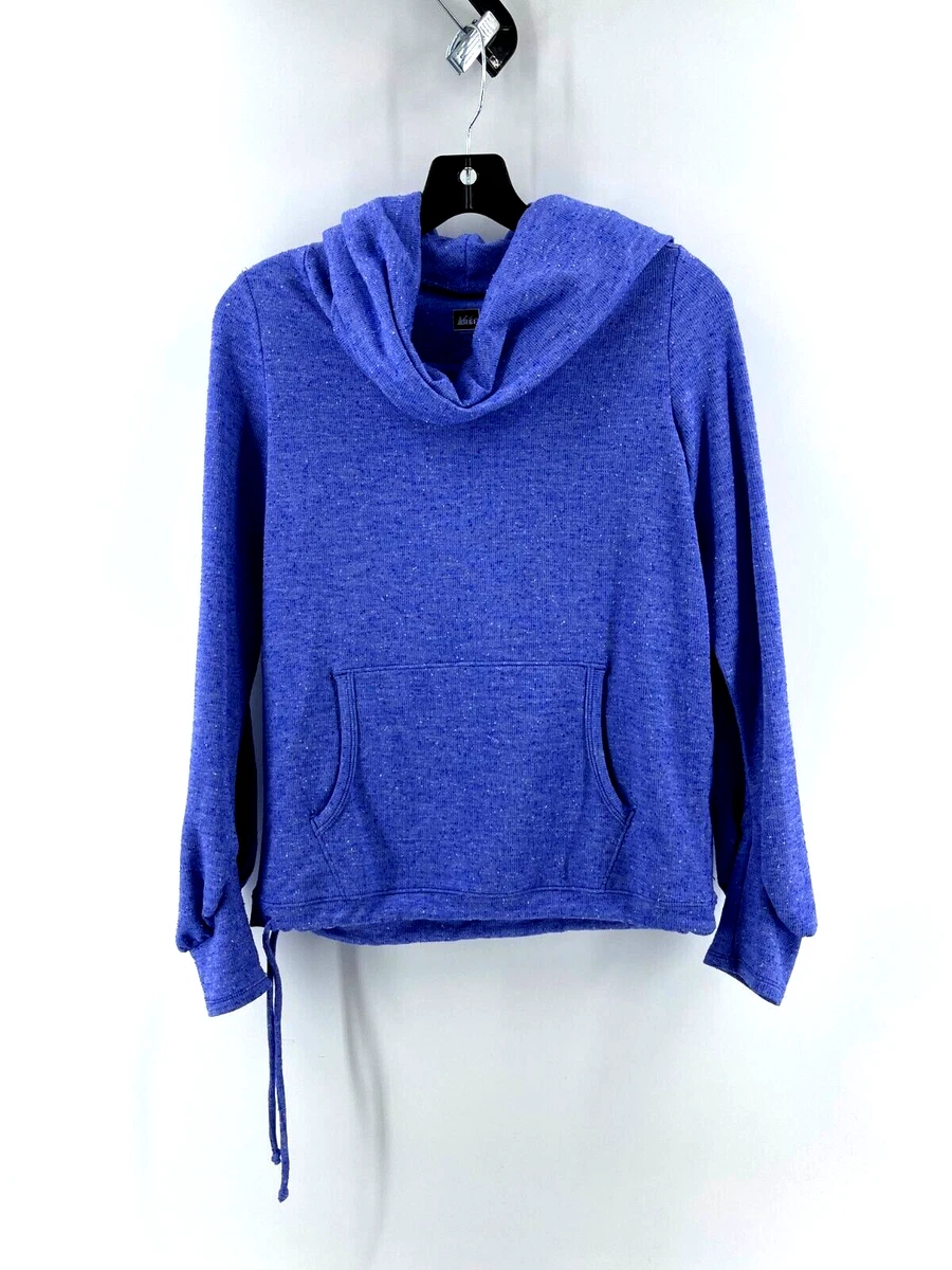 REI Women s Blue Cowl Neck Collared Pocket Drawstring Waist