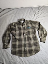 Carhartt Flannel Button Up Shirt Mens Medium Green Plaid Heavyweight S175OLV NEW