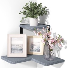 Corner Shelves, 2 Tier Floating Shelves Wall Mounted, Rustic Wood Wal