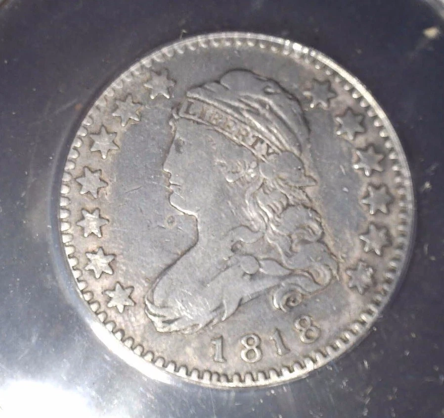 1818 Capped Bust Quarter , ANACS F12 - Image 2 of 3