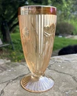 Vintage Jeanette Iris and Herringbone 6” Vase Tumbler Marigold Carnival Glass