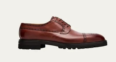 BERGDORF GOODMAN Brogue Lug-Sole Derby Shoes Dress Leather Shoes $650 Pick Sz