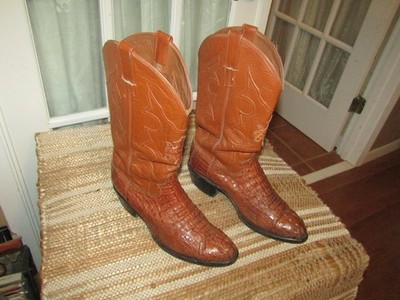 Cowtown USA Exotic Caiman Caramel Cowboy Western Boots Men approx sz 10 measured