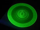 Green Depression Glass 10" Cake Serving Plate Uranium Glass Vintage