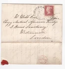 1857 QV FINE 1d PENNY RED STAMP ON ENTIRE COLCHESTER SIDEWAYS DUPLEX TO LONDON