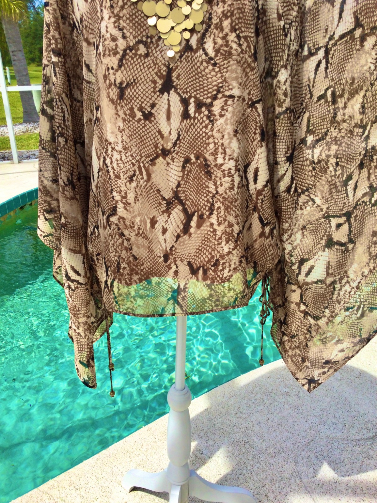 RUBY RD Brown,Cream DRAMATIC Snakeskin Beaded Vne… - image 5