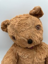 Vintage Teddy Bear Plush Big 27 Large Stuffed Animal Well Loved Worn Repaired