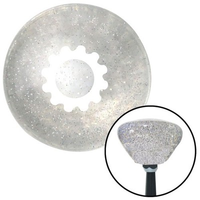 White Solid Gear Clear Retro Metal Flake Shift Knob w/ M16x1.5 Insert Shifter